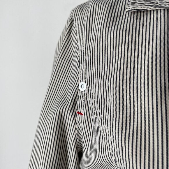 Saint James Women's Blue White Ticking Stripe Three Button Cotton Blazer US 10 - Picture 5 of 13